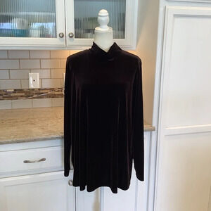 Vintage Rialto Brown Velour Long Sleeve Tunic Size Large